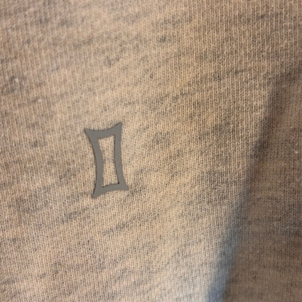 KIT and ACE Sz M Light Heather Gray Sweatshirt Striped Cuffs Zipper Pockets Crew - Picture 7 of 10